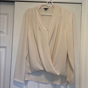 Ann Taylor White Faux Wrap Blouse